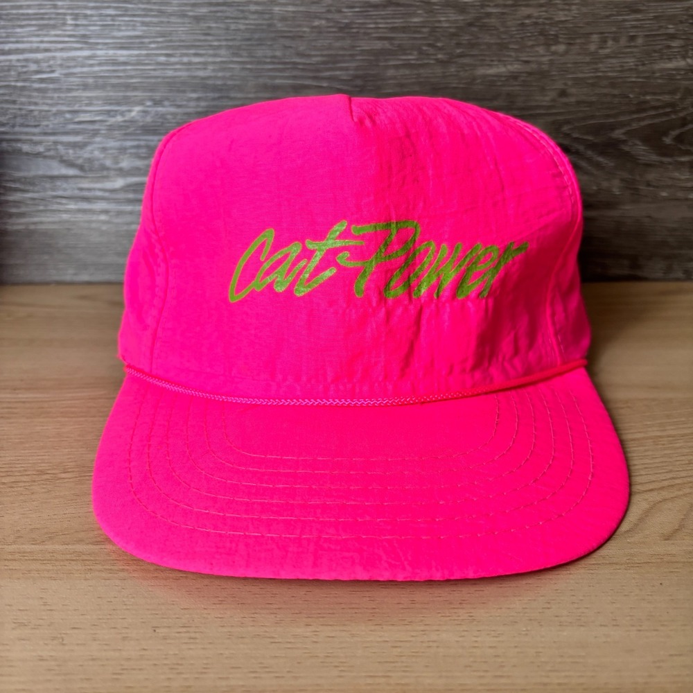 Vintage Cat Power Hat Cap Snapback Pink Nylon Trucker Adjustable